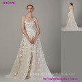 Nouvelle robe de mariée A-Line avec des fleurs en 3D